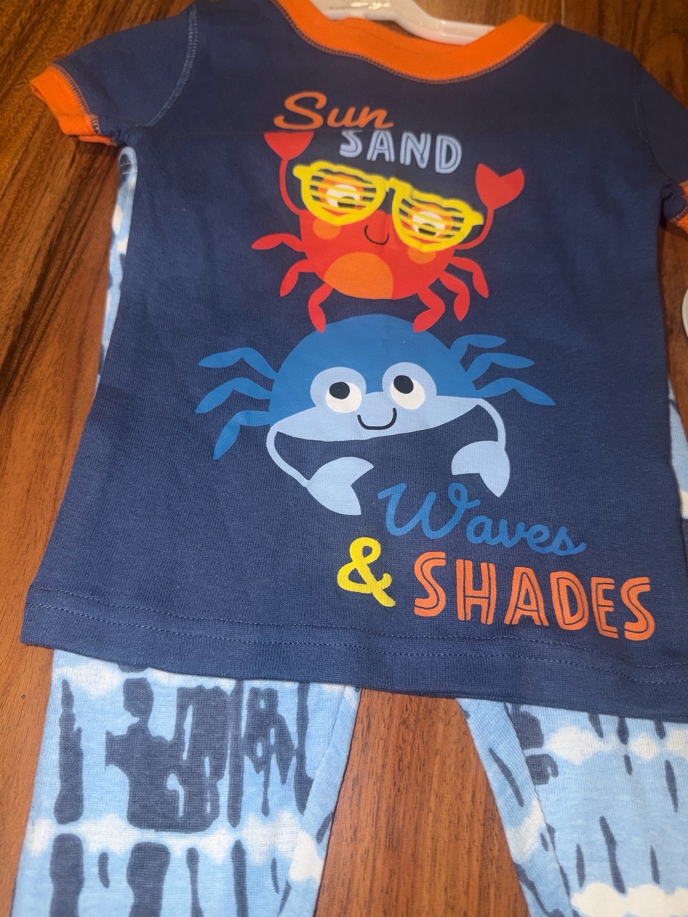 Koala Kids Navy Blue Pajama Set with Orange, Red, Yellow, Light Blue Graphics